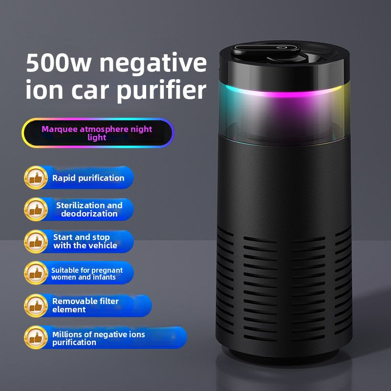 Rechargeable Car Air Purifier with Aromatherapy and Mood Light