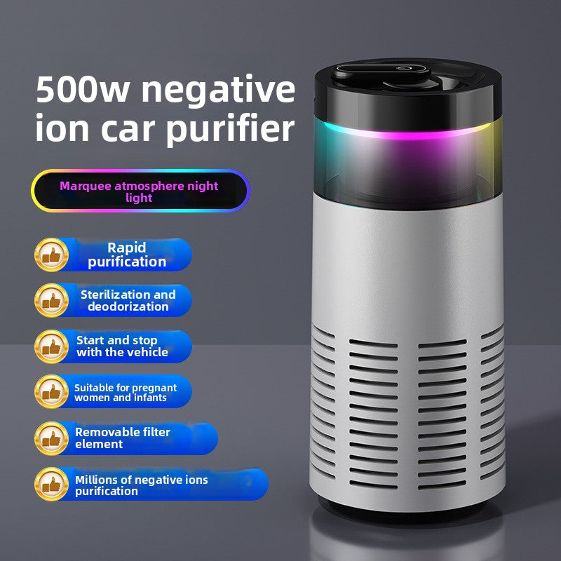 Rechargeable Car Air Purifier with Aromatherapy and Mood Light